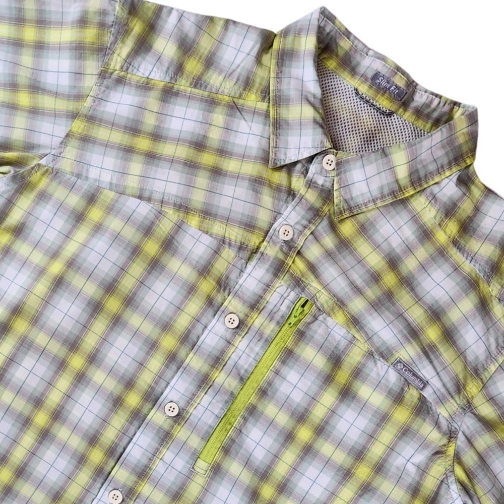 Columbia Mens Plaid Vented Short Sleeve Shirt XL Button Down AM1215 Fishing